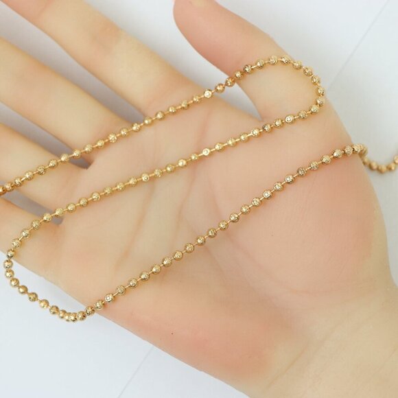 Textured Bead Rose Gold Necklace, Long Elegant Chain, XPNL0137 - Picture 4 of 12